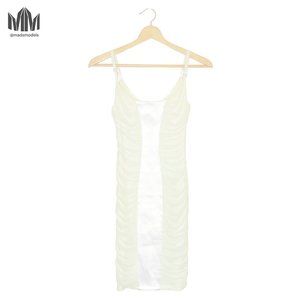 bebe | White Cream Ruched Formal Dress